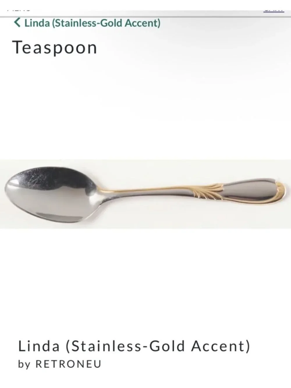 Set Of 4 RetroNaeu Linda Stainless Steel Teaspoons With Gold Accent flatware